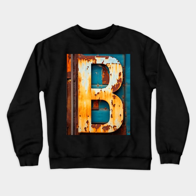 Rusty Letter B Antique Monogram Letter B Initial Alphabet Crewneck Sweatshirt by Mind Your Tee